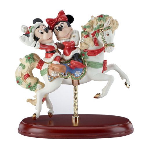 Disney 'Mickey Navidad Caballo de carrusel' Edición Limitada Figura Decorativa con Detalles de Oro Pintura