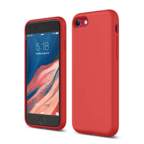 elago Silicona Líquida Funda Compatible con iPhone SE 2020, Compatible con iPhone 8 y Compatible con iPhone 7 – Protección 3 Estructuras, Funda de Premium Silicona (Rojo)