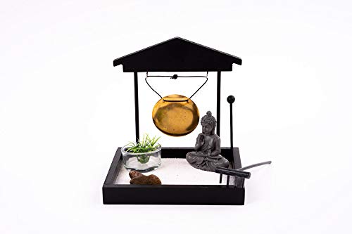 Emako - Juego de relajación, diseño zen con figura de Buda y portavelas de té, color negro