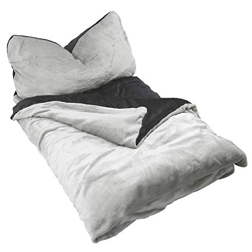 EXKLUSIV HEIMTEXTIL Ropa de cama de invierno reversible de 2 piezas con tacto cachemir, cremallera 135 x 200 cm + 80 x 80 cm, antracita/plata