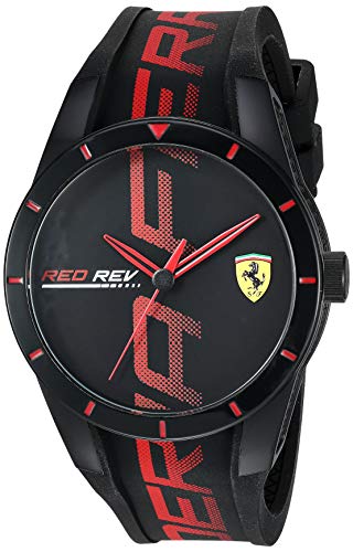 Ferrari RedRev 830614 - Reloj de cuarzo para hombre (correa de silicona y plástico), color negro