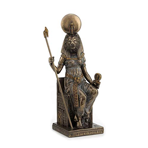 Figura Egipcia Decorativa de Resina Diosa Sekhmet. Adornos y Esculturas. Decoración Hogar. Regalos Originales. 20 x 8 x 7 cm.