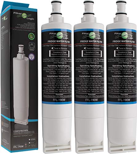 FilterLogic FFL-190W | Filtro de agua compatible con Whirlpool SBS200, 48400000008726 - SBS002, 481281729632 - SBS001 - Wpro USC009/1 USC009, 484000008552 Cartucho filtrante frigorífico (Paquete de 3)