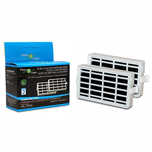 FilterLogic | Paquete de 2 - Filtro antibacteriano para el frigorífico Whirlpool, Indesit, KitchenAid, Hotpoint - compatible con el sistema aire sano Microban ANT001, ANT-001, ANTF-MIC, 481248048172