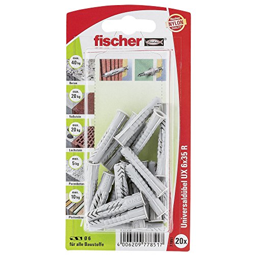 Fischer 77851 - Lote ux universal de 20 x 35 mm clavijas 6 rk