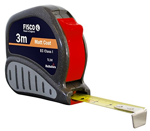 FISCO TL3M Flexómetro profesional Clase I con caja ABS y empuñadura de goma (3 m x 13 mm), negro
