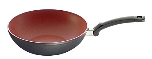 Fissler SensoRed / Sartén para wok (Ø 28 cm) de aluminio, con revestimiento antiadherente termosensible, indicador de temperatura, todo tipo de cocinas - también de inducción