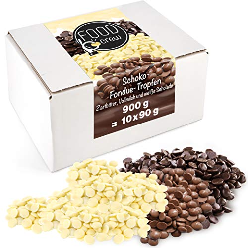FOOD crew Mezcla de Chocolate Pepitas de Chocolate para Hornear - 900g Chocolate Belga Fundir - Chocolate Fondant para Postres - para Fuentes o Fondue de Chocolate