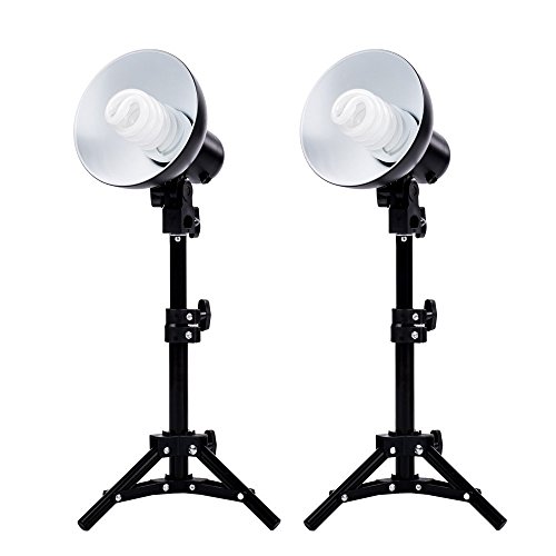Fovitec - Kit de iluminación para Estudio fotográfico Fluorescente (2 Unidades) [CFL] [Lámparas y Bombillas Incluidas] [Enchufe de la UE]