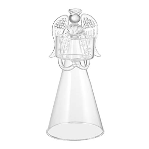 Garneck - Portavelas de cristal, portavelas, figura de ángel portavelas, velas encendidas para la decoración de la fiesta nupcial o escritorio en casa