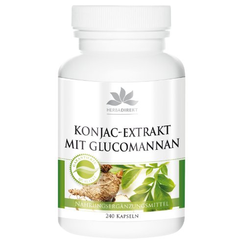 Glucomanano 500mg – de extracto de raíz de Konjac – 95% de Glucomanano – Vegano – 240 cápsulas