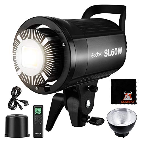 GODOX SL-60W LED Luz Video 60W Foco Led 5600K Gran Potencia Bowens Mount para fotográfico Estudio Video Youtube Video Foto Studio(SL 60W LED Light)
