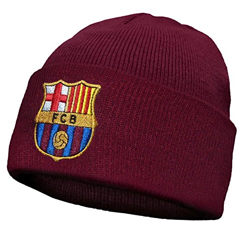 Gorro de punto con escudo F.C. Barcelona. Producto oficial. Ideal como regalo, hombre, rojo, One Size (adult / youth)