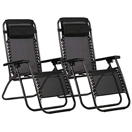 Havnyt Zero Gravity - Juego de 2 sillas reclinables para jardín, color negro