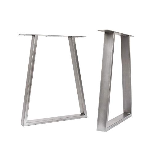 [HLC] 2 x patas de mesa industriales de trapecio: acero acondicionado de superficie, soldadura TIG con tornillos GRATUITOS, guía de construcción y protectores de suelo [Mesa, Abrigo limpio]