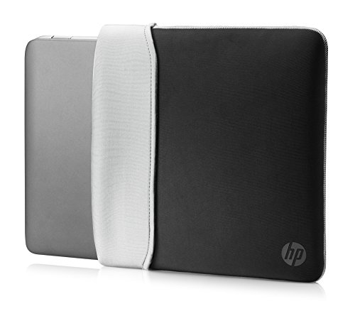 HP Neoprene Reversible Sleeve - Funda para portátil de hasta 39,62 cm, color negro y plata