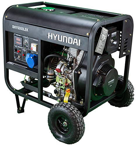 Hyundai HY-DHY6000LEK GENERADOR Diesel, 14 litros, Negro/Plata