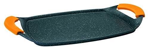 Ibili 409523 - Grill Plancha Basic Stone, Aluminio negro, 47 x 28 x 4 cm