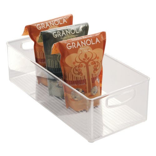iDesign Caja transparente para el frigorífico, organizador de cocina grande y profundo de plástico, organizador de nevera con asas y sin tapa, transparente