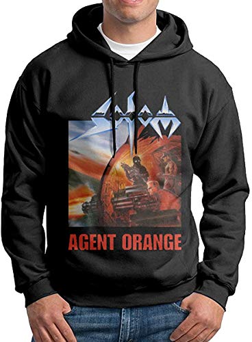 K TOO Man Sweatshirts Classic Sodom Agent Orange Design Tops Blouse with Hat,Black,X-L