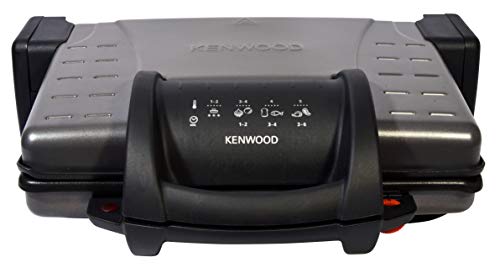 Kenwood HG210 - Plancha grill compacto, placas antiadherentes extraíbles, 3 posiciones, apertura 180 grados, bandeja recogegrasa, indicador de temperatura, enrollacable, 210 W, gris