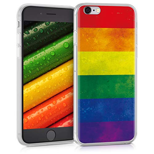 kwmobile Funda Compatible con Apple iPhone 6 / 6S - Carcasa de TPU y Bandera arcoíris en Multicolor/Rojo/Azul