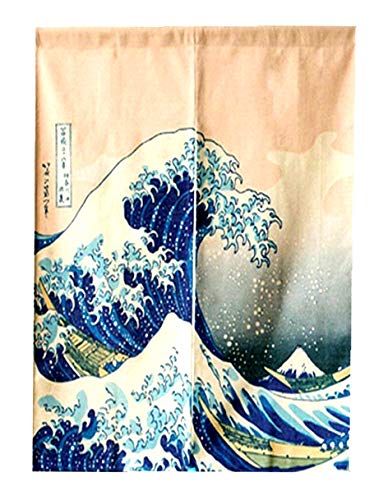 LIGICKY Cortina japonesa Noren para puerta Ukiyoe Hokusai The Great Wave off Kanagawa Tapiz para decoración del hogar 85 x 120 cm