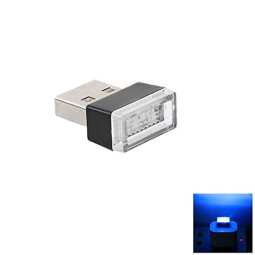 Luces LED decorativas de ambiente para interior de coche con puerto USB (Blue)