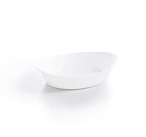 Luminarc – Fuente ovalada blanca Smart Cuisine Carine 250 °C – Plato de horno de cristal innovador – Ligero y extra resistente – Fácil limpieza – Fabricación en Francia – Dimensiones: 21 x 13 cm