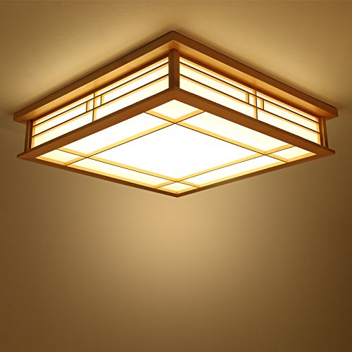 LYXG Luz de techo japonés madera maciza lámparas LED Lámparas de luz de tatami japonés salón luminoso (350mm*350mm*120mm) dormitorio balcón logs