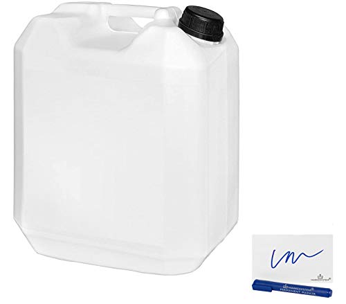MARKESYSTEM - (20 Litros ) 1 Garrafa bidón plástico HPDE Natural + Kit Etiquetado - Rosca boca ancha - Homologada ADR - Apilable - Apta uso alimentario - Depósito para líquidos y químicos de todo tipo
