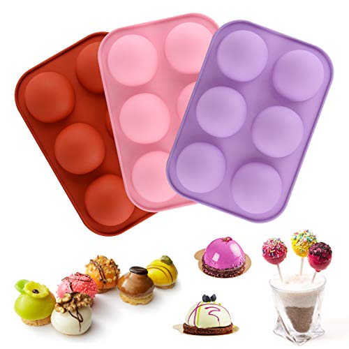 Molde de silicona semi 3 moldes de cocción para la fabricación de chocolate, pasteles, gelatina y espuma de cúpula (