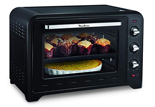 Moulinex Optimo OX495810 - Horno de Convección 60 L, 6 Modos de Cocción, Termostato hasta 240 y Temporizador hasta 120 Minutos, Bandeja de Horneado y Rejillas Reversibles, Diseño Compacto