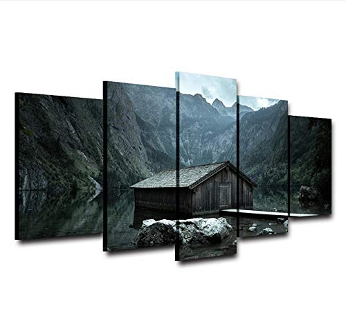 N\A Grandes Cuadros Decorativos Modernos para Sala - Cuadro Pared Lienzo - Cuadros Decoracion Pasillo - Lago De Chalet De Montaña