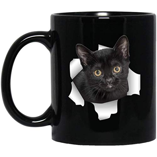 N\A Taza Divertida del Gatito del Gato de Bombay para los Hombres Mujeres Taza de café de los Amantes del Gato Negro