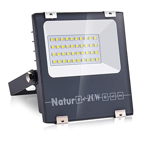 Natur 20W LED Foco Exterior alto brillo 2000LM,Impermeable IP66 Proyector Foco LED, Iluminación de Seguridad,Blanco cálido(3000K) para Patio,Camino, Jardín[Clase de eficiencia energética A++]