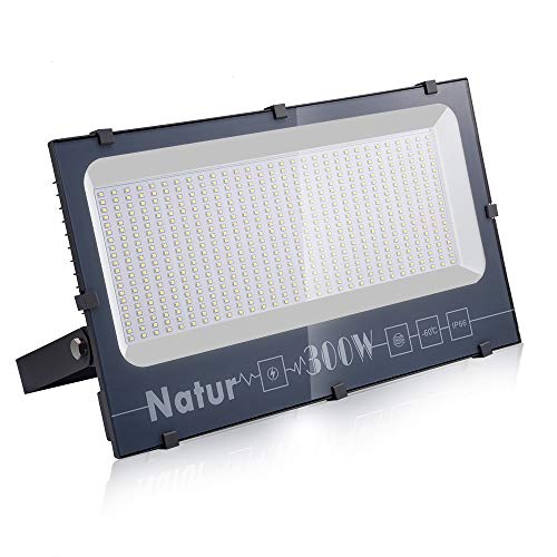 Natur 300W LED Foco Exterior alto brillo 30000LM,Impermeable IP66 Proyector Foco LED, Iluminación de Seguridad,Blanco cálido(3000K) para Patio,Camino, Jardín[Clase de eficiencia energética A++]