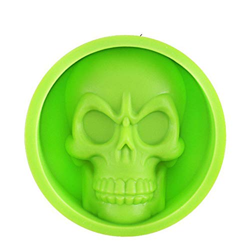 Ndier 1 molde de silicona con forma de calavera de chocolate para hornear (verde) para Halloween