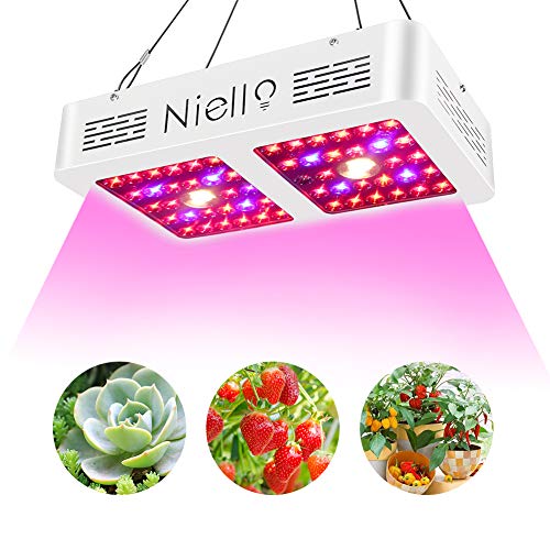 Niello 600 W CREE COB LED Grow Light, doble reflector sistema de espectro completo luz con función Daisy Chain para plantas de invernadero hidropónicas de interior Veg y floración (600 W)