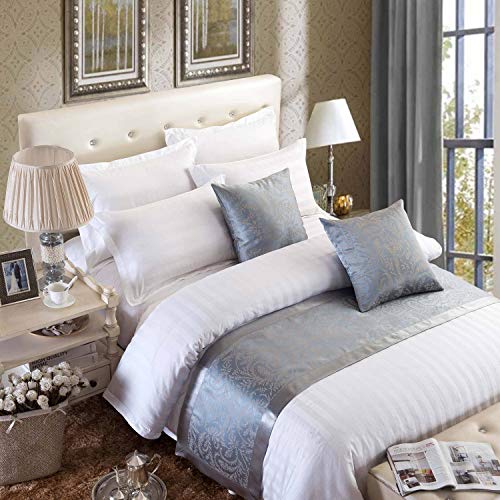 OSVINO - Sobrecama moderno, suave y lujoso de estilo europeo, elemento decorativo y protector para camas de habitación de hotel, tela, Gris, 210X50cm for 150cm bed