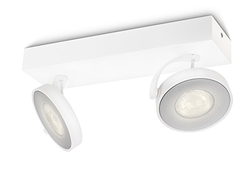 Philips myLiving Clockwork - Barra de 2 focos LED, iluminación interior, aluminio, color blanco luz blanca cálida