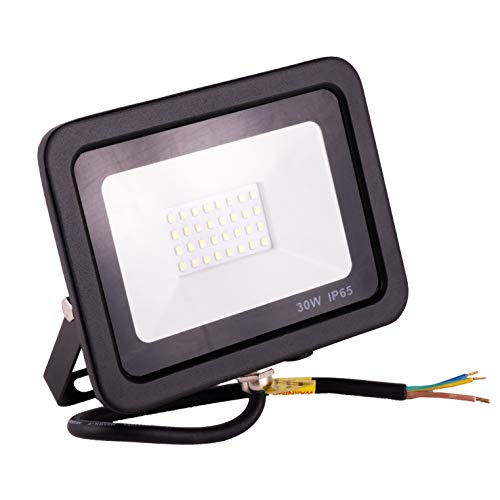 POPP® juegos de 5 y 10 Floodlight Led Foco Proyector Led 30W 50W 100W para Exterior Iluminación Decoración 4000k luz Neutra Impermeable IP65 Negro y Resistente al agua. (4000K 30W, 1 Unidad)