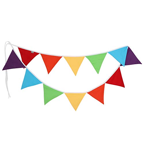 PREMYO Banderines de Tela Infantiles - Guirnaldas Decoración Habitación Bebé Niño - Triángulos Arco-Iris Multicolor