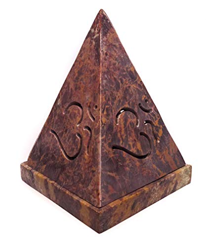 Quemador de Incienso Hecho en Piedra Esteatita en Forma de Pirámide. 6 Modelos Diferentes. Lámpara Aromática. Incluye 5ud de Conos. Medidas: 9,5x9,5x12 (Om)