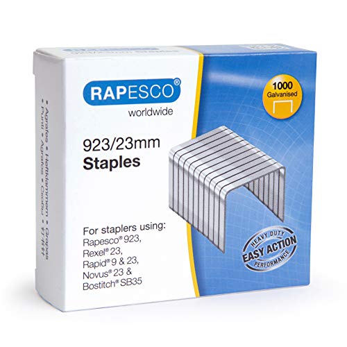 Rapesco Grapas - Caja de 1000 grapas 923/23 mm (tipo 23), para grapadoras de gruesos
