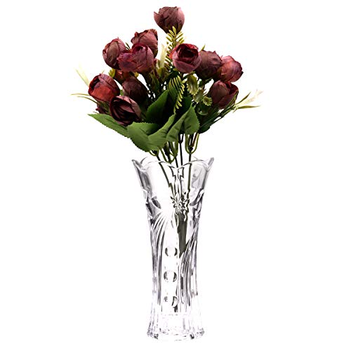 Saidan SD Florero de Cristal Vidrio Pequeño con Diseño para el Hogar Decoración Flores (19.5 cm)