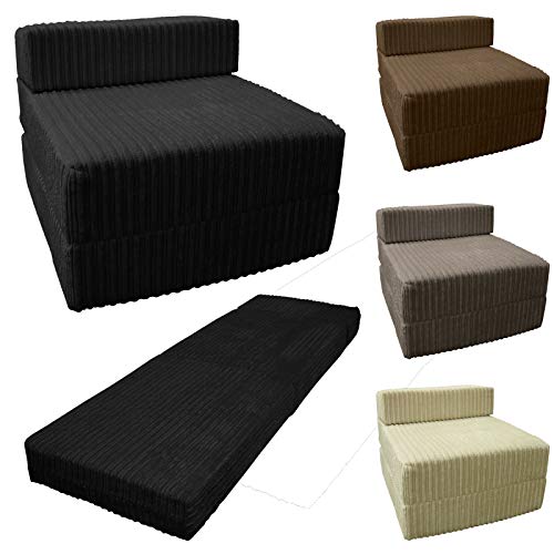 Sapphire Jumbo Cord Z cama de tela plegable individual Z cama futón portátil plegable colchón para dormitorio de invitados sofá de sala de estar, chocolate, suelto