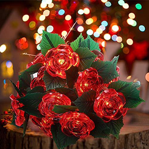 shirylzee guirnalda de luces LED 3M 20leds de rosas flores luces de hadas cadena de pilas romántica decoración para San Valentín, Navidad, Bodas, Fiestas, Jardines