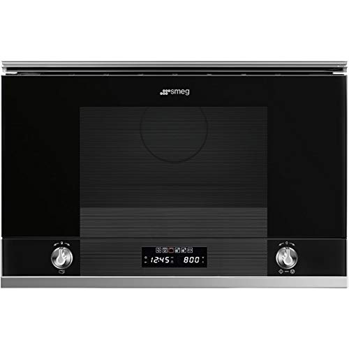 Smeg MP122N1 - Microondas con parrilla integrada (22 L, 850 W), color negro y acero inoxidable