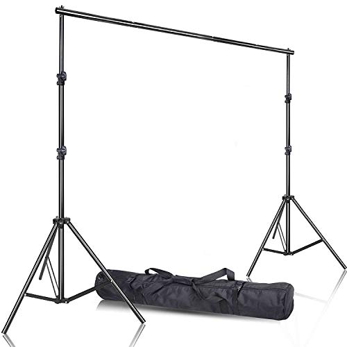 Soporte de fondo para fotografía, 2,6 x 3 m, soporte de aluminio para estudio con clips bolsa de transporte para grabaciones de vídeo de producto de retrato
